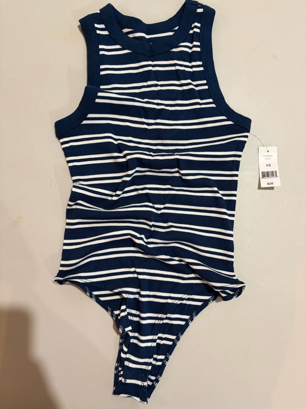 dip Navy & White Striped bodysuit XS